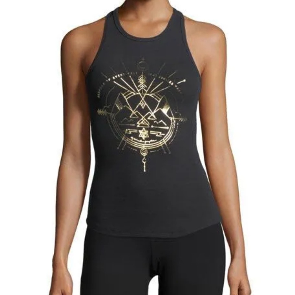 Spiritual Gangster Excite Your Spirit Rib-knit Racer back Tank Black medium